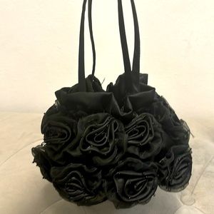 Black beaded rose purse